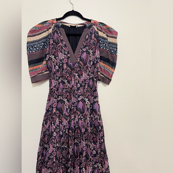 Anthropologie Current Air boho printed puff sleeve midi dress - Picture 4 of 4